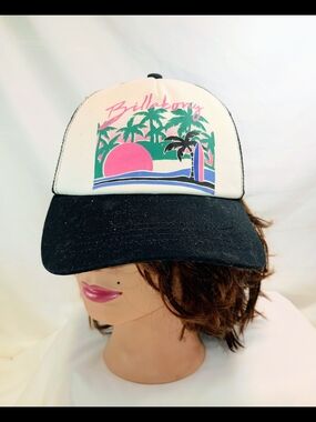 Vintage Billabong Neon Retro 80s Surf Trucker Hat Snapback Mesh Summer Cap Pink